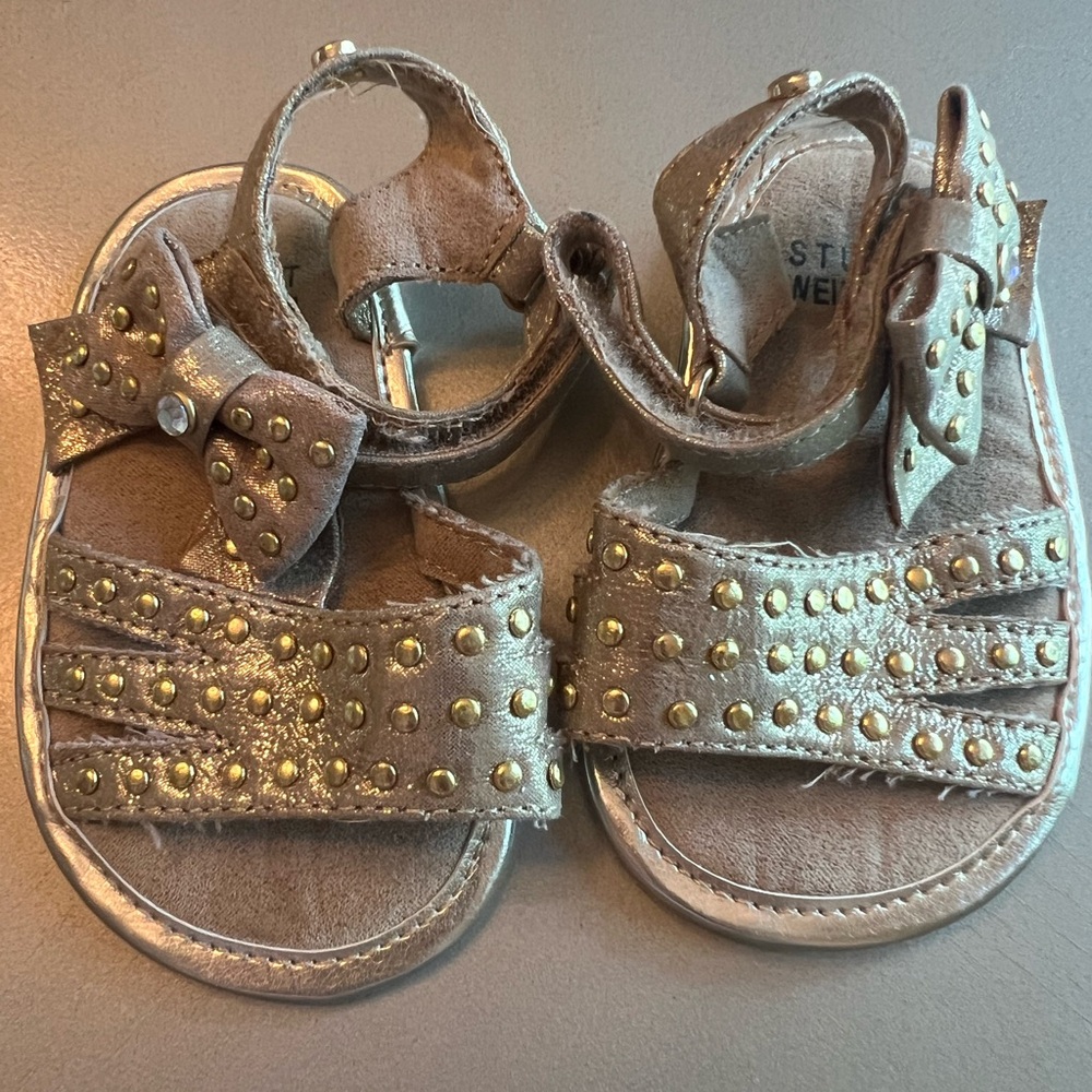 Stuart Weitzman Gold Embellished Sandals